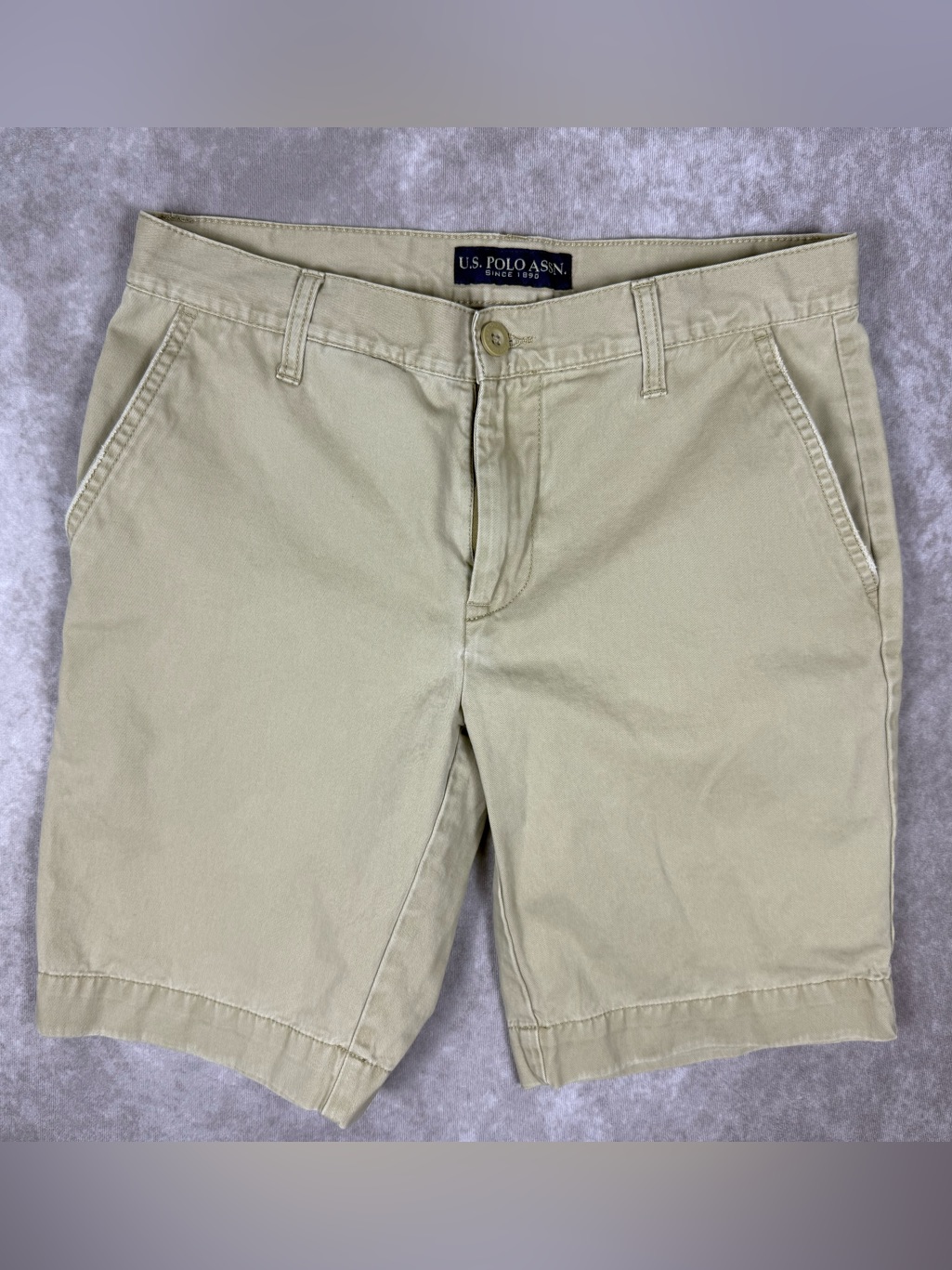 U.S. Polo Assn. Men's Light Khaki Flat Front Chino Shorts